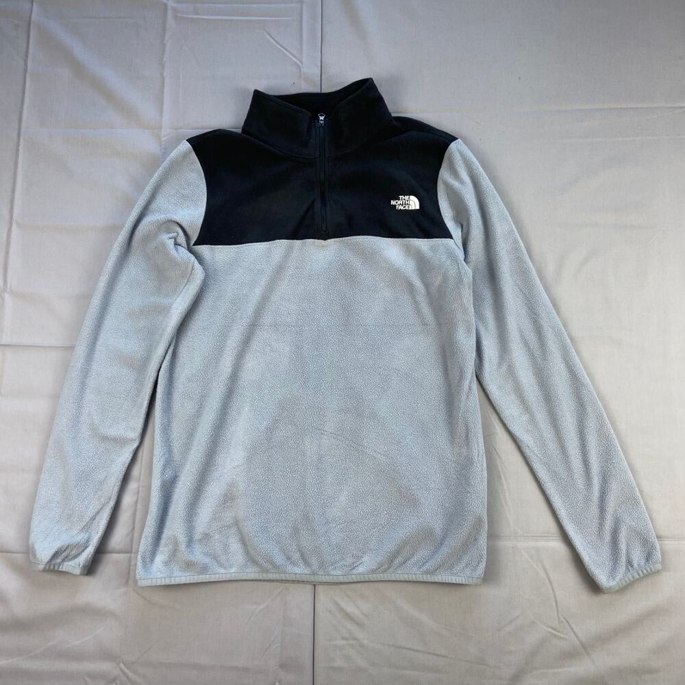 The North Face Women's M Gray Black Colorblock Quarter Zip Fleece 100 Polyester